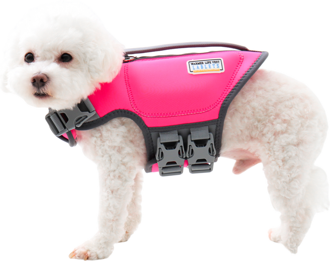 랩릿 강아지 구명조끼 XS-L 수영복 래쉬가드 소형견 중형견 대형견, 핑크, 1개