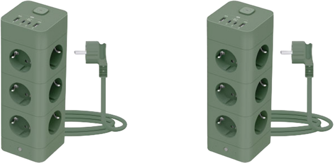 [올더아이템스] 에코너 타워 멀티탭 16구 + 16구, 프로스트그린, 2개