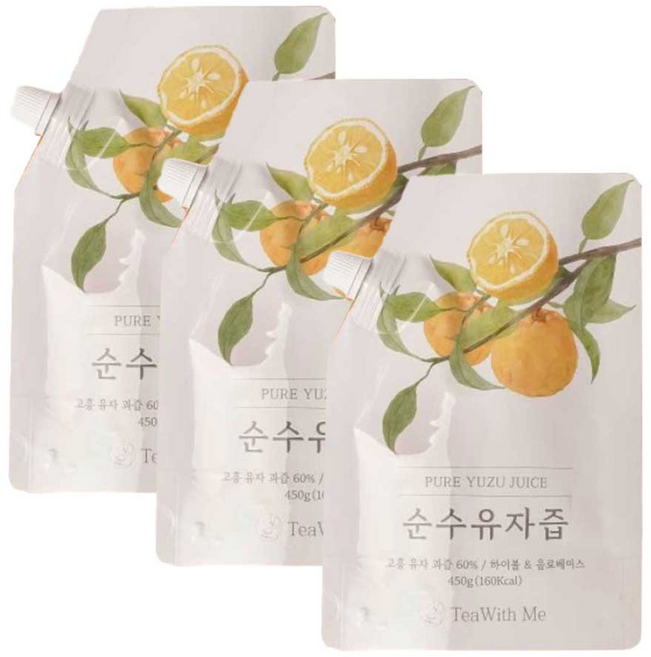 봄나래 고흥 저당 무설탕 순수유자즙 유자차, 3개, 1개입, 450g