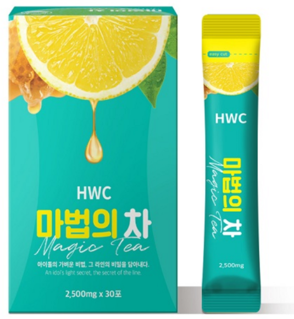 HWC 마법의 차 아이돌워터 우바홍차 레몬 꿀 녹차, 75g, 1박스