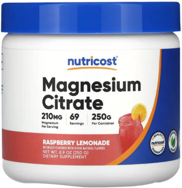 뉴트리코스트 마그네슘 시트레이트 라즈베리 레모네이드, 1개, 250g - 쿠팡