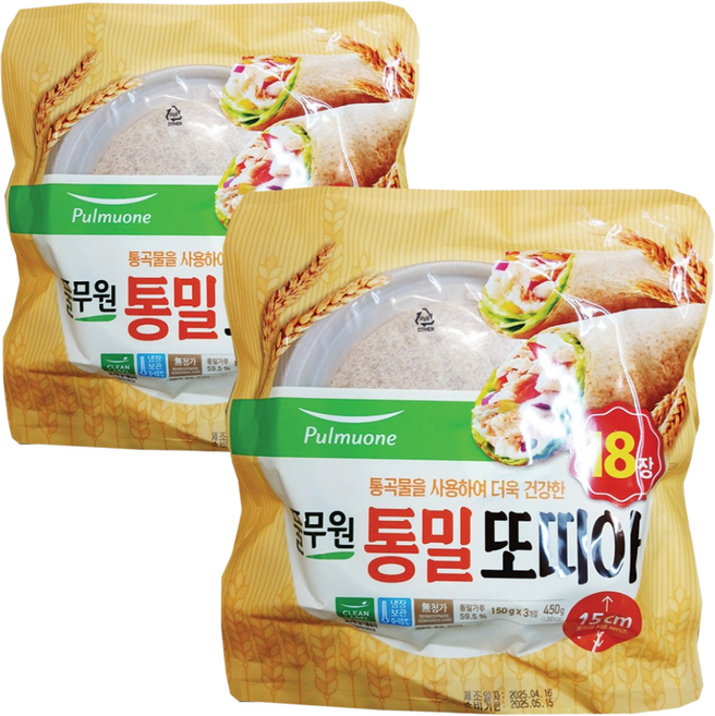 풀무원 통밀 또띠아 15cm 6개입 150g 아이스박스 포장, 2개