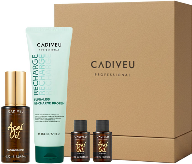 카디뷰 단백질 헤어 케어 기프트세트 2종 헤어 에센스 / 전문가용 아사이오일 리차지프로테인 선물세트, 1개