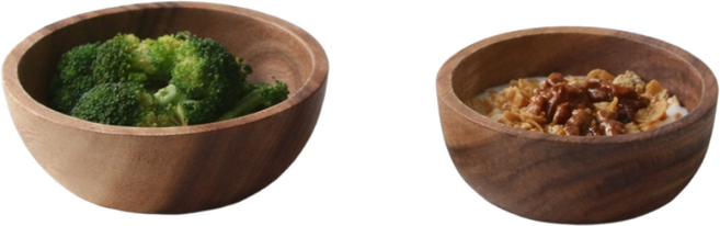 꿈꾸는 키친 아카시아 우드 원목 나무 공기 대접 세트, 1세트, 공기 1p + 대접 1p, 내츄럴