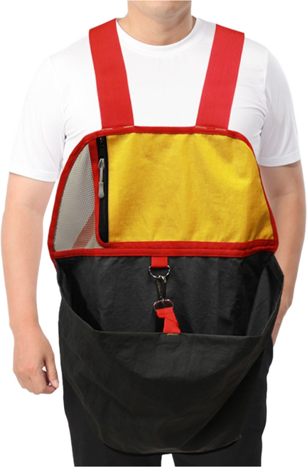 앞치마와가운 대용량 과수원 나물 작물 채집 농작 캥거루 망사 수확용 큰주머니 앞치마, AGFH01 노랑+진회색, 1개