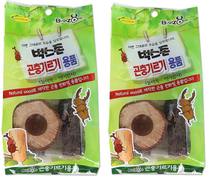 벅스존 참나무 곤충 놀이목 먹이접시 세트, 2개