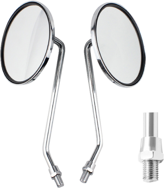 MOXI HK14 오토바이 백미러 8mm 10mm 원형 크롬 사이드미러 거울, 10mm정나사, 1세트