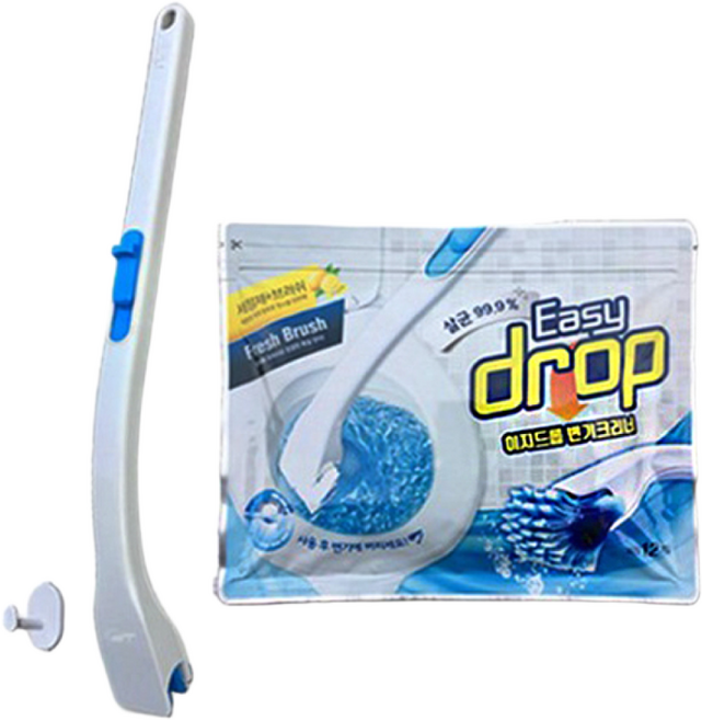 이지드롭 변기크리너 레몬 （본품）세트（핸들+걸이+리필12입）, 1개