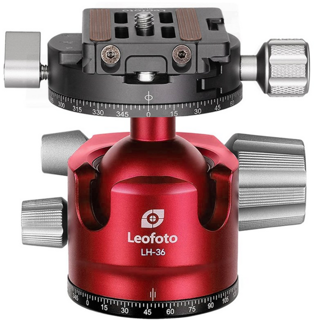 레오포토 LH-36R 레드 볼헤드 파노라마 패닝 클램프, 1개