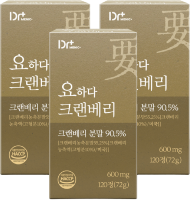 [정품] 요하다 크랜베리 요-C35 케어 식약청인증 해썹, 3개, 120정