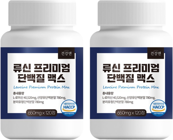 류신 단백질 프리미엄 류신 총 40520mg 식약청 HACCP 인증, 2개, 120정
