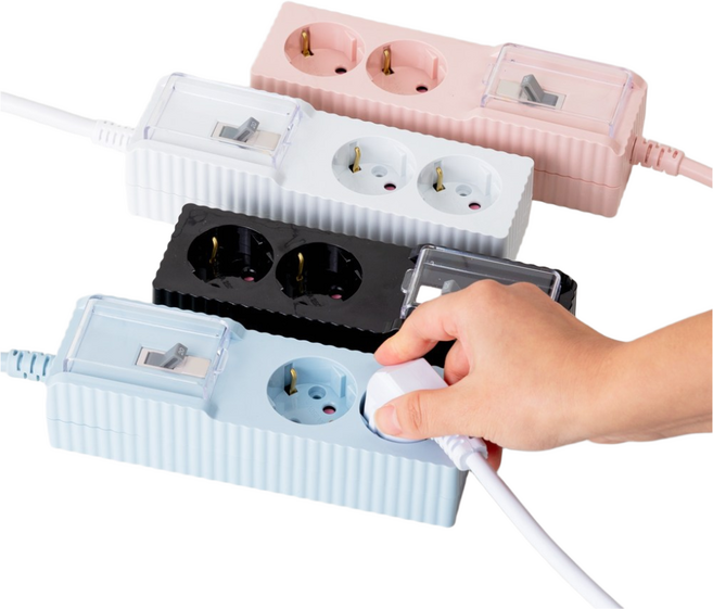 파워존 고용량 웨이브 배선차단 멀티탭 과부하차단 2구 50cm 1.5m 3m 5m 7m, 블랙, 1개