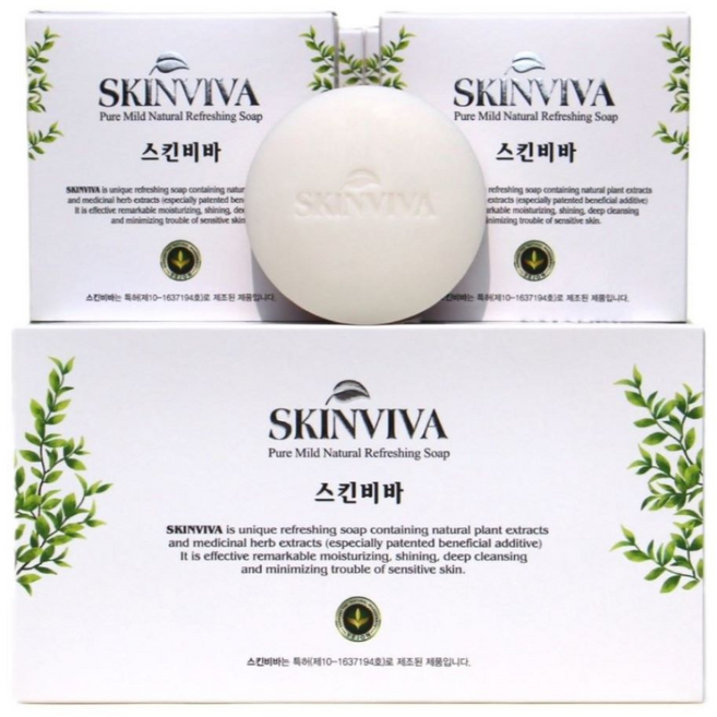 스킨비바 선물세트 세안 여드름 모공 천연 수제 크림 바 병풀 어성초 화이트 클렌징 비누 100g 2개, 2개입