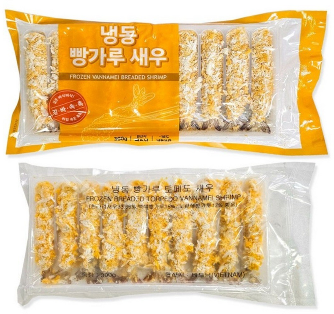 [씨기프트]냉동 빵가루 새우 900g(30g x 30미) 왕새우튀김 도매 업소용, 300g, 3개