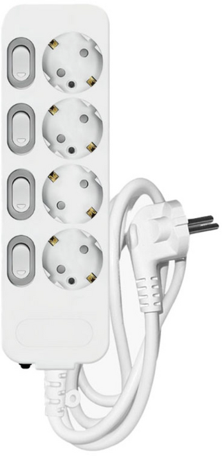 개별스위치 고용량 4구 멀티탭 3500W 과부하차단, 1개, 4구 화이트, 3m