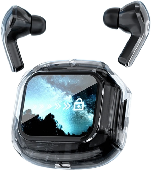 PYHO 스마트 터치스크린 블루투스 이어폰 뉴타입 신모델 노이즈 캔슬링 블루투스 헤드폰, 블랙