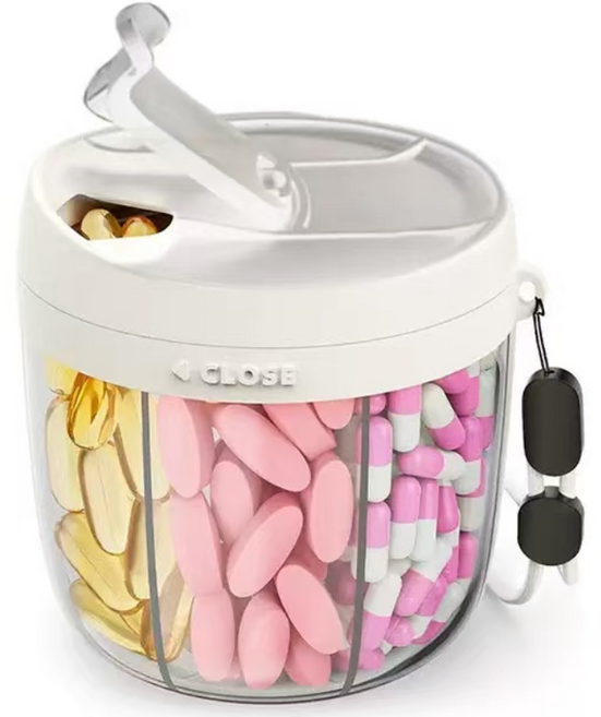 영양제 소분 케이스 일주일 휴대용 약통, 화이트, 1개