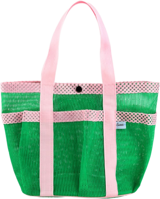다용도 망사 목욕 복주머니 가방 28color, 그린-핑크