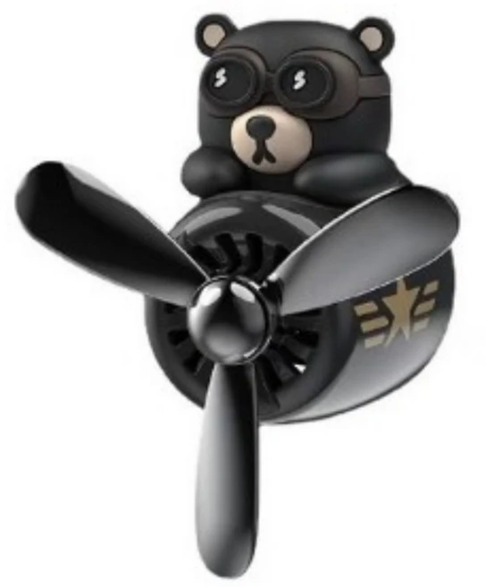 베어 테디 키티 파일럿 차량용 프로펠러 송풍구 차 방향제, 1개, 하키곰+리필2개 증정 - 쿠팡