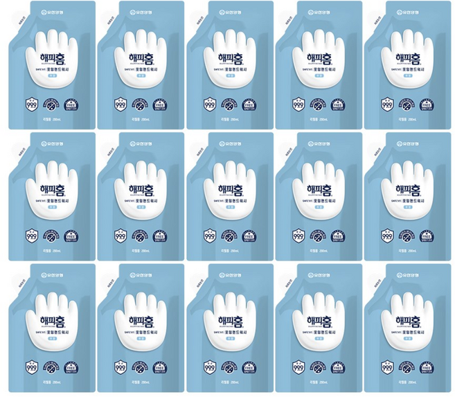 유한양행 [본사직영] 해피홈 SAFE365 핸드워시 파우치형 리필 200mL 무향, 15개