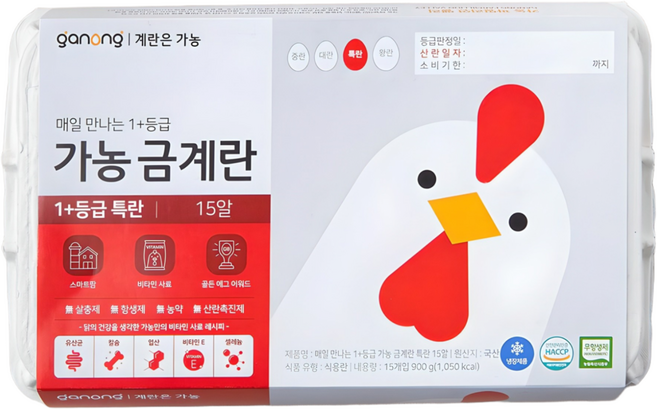 가농 무항생제 1+등급 특란, 15구, 1개