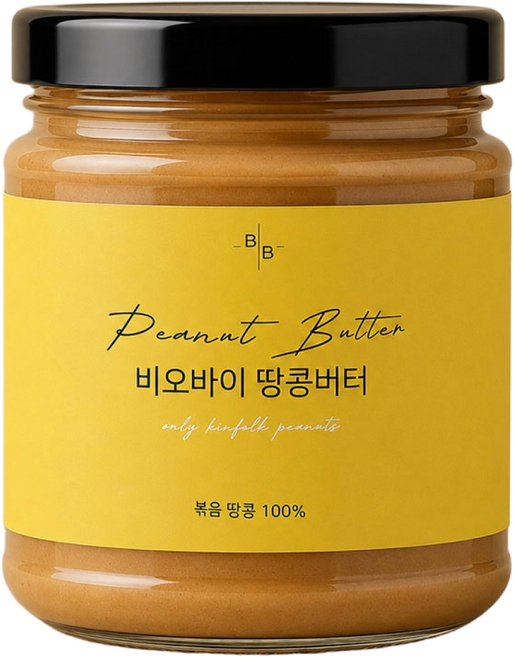 비오바이 국내제조 무가당 땅콩버터 피넛버터 유리병, 2개, 450g