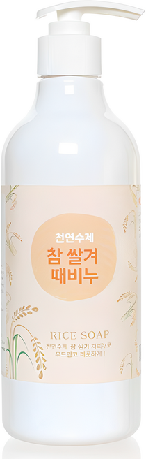 에코스킨 천연 수제 참 쌀겨 때비누 목욕비누, 500ml, 1개입