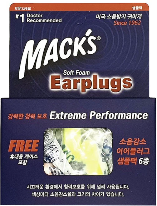 Macks 소프트폼 이어플러그 샘플패키지 6종 + 케이스 세트, 1개, 6쌍 - 쿠팡