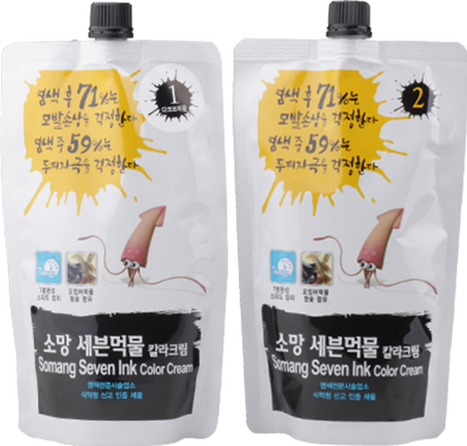 소망 세븐 스피드 먹물 칼라크림 1 2제 각 400ml, 블랙, 1개