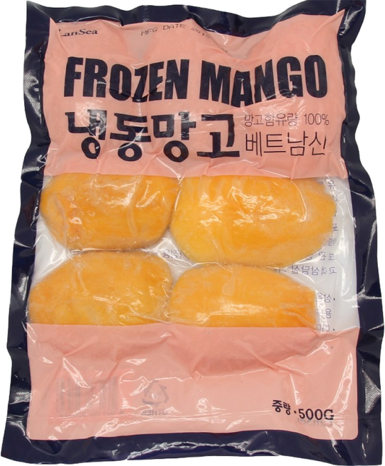 해물총각 냉동과일 망고하프 열대과일 다이스 리치 람부탄, 1개, 냉동망고 하프_500g