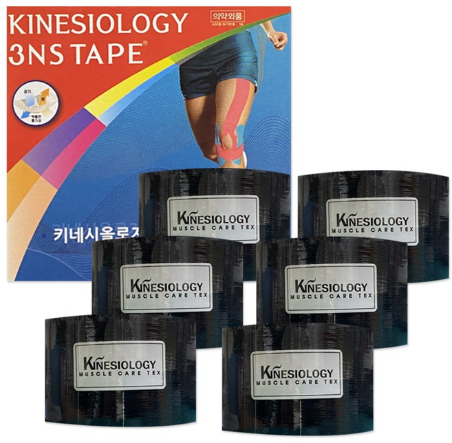 저자극 자가점착 스포츠 압박붕대 대형 스포츠테이핑 손목보호 무릎밴드, 6개, 1개입