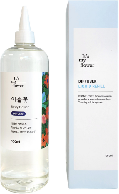 [ 공병&스틱 무료증정 ] 양재동꽃시장향 이슬꽃 대용량 디퓨저 리필 500ml, 단품, 1개
