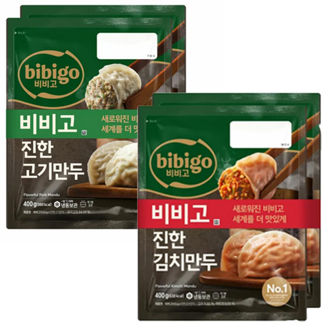 비비고 냉동 진한고기만두 400g +진한김치만두 400g, 1세트, 1.6kg