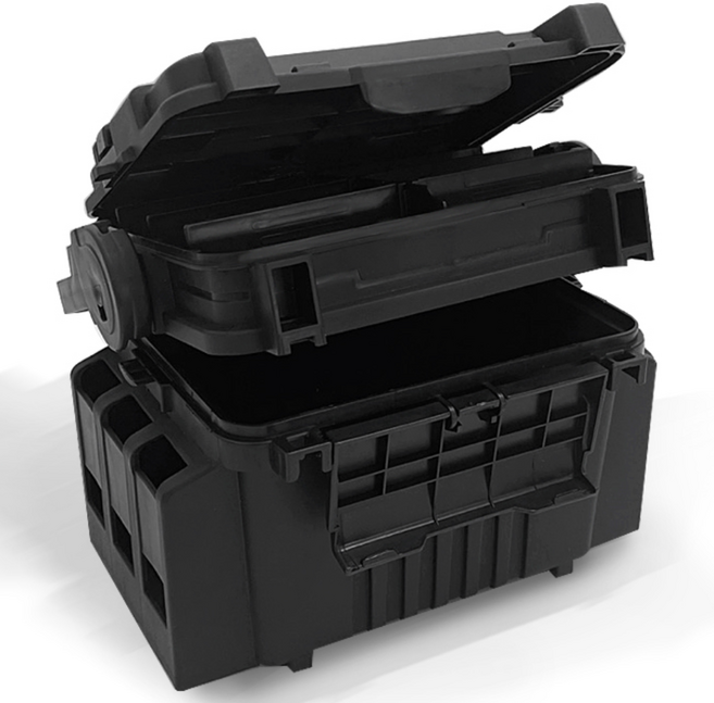 태클박스 낚시 소품 수납 보조가방 블랙 루어 에기 케이스 2단 구조 분리수납, 1개