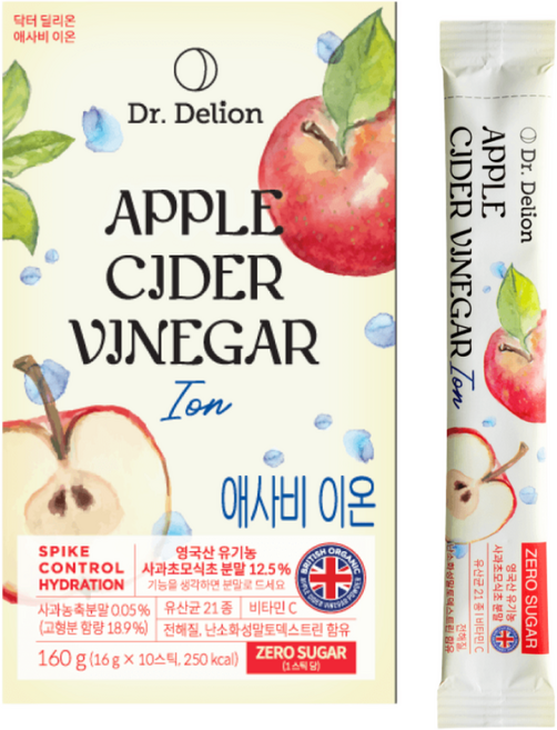 닥터딜리온 애사비 이온 1BOX / 물에타먹는 전해질 이온 음료 애사비 수분보충 제로칼로리, 1세트, 160g