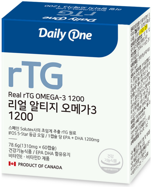 데일리원 리얼 알티지 오메가3 1200 60캡슐, 60정, 78g, 1개