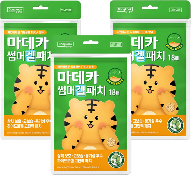 동국제약 썸머 겔 패치 18매 상처보호 의약외품 하이드로겔 여름 야외활동 필수템 썸머패치, 3개