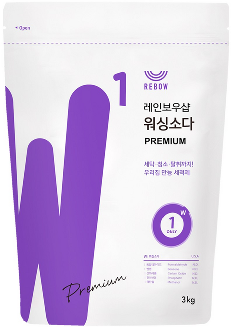 레인보우샵 워싱소다 프리미엄 3kg 본품, 1개