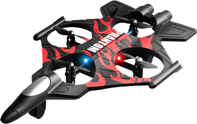 RYZO 드론 전투기 5세대 P2 RC 4축 초보자용 입문 어린이 장난감 쉽게 조종 미니 헬기 20분 장시간 비행 LED 충격방지 고성능 비행기, 1개, 파이어 레드