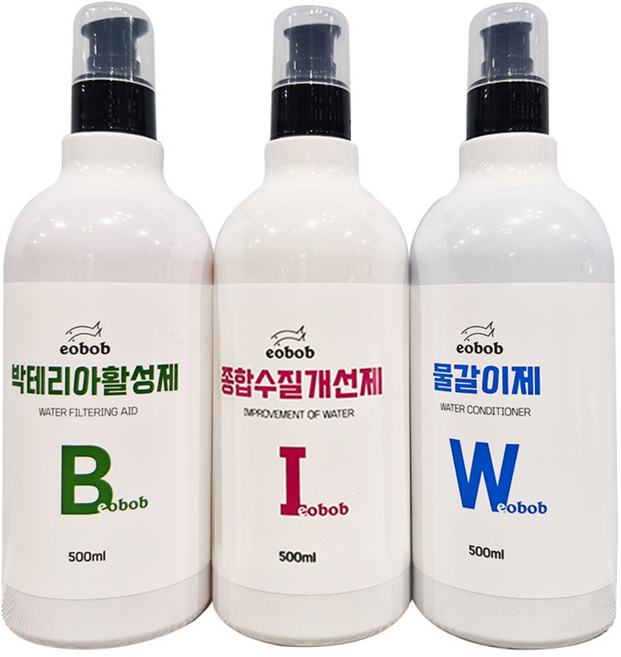 EOBOB 분사형 종합수질개선제 물갈이제 박테리아 활성제 대용량 500ML 3개 총 1500ML