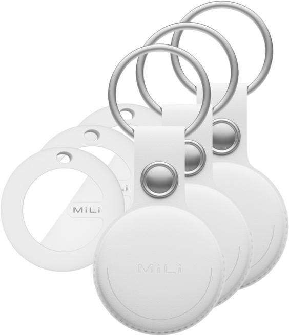 MiLi 미태그 스마트태그 위치추적기 안드로이드용 + 가죽케이스 (3개 세트), 화이트, 3세트