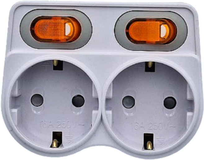 2구 멀티탭 개별 스위치형 어댑터 벌크, 1개