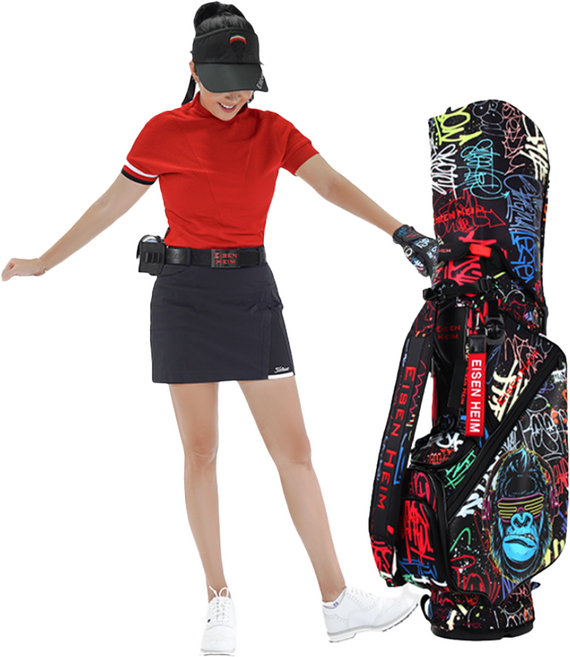 아이젠하임 휠 스탠드백 골프백 바퀴 캐디백 남성 여성 공용, 리키 블랙