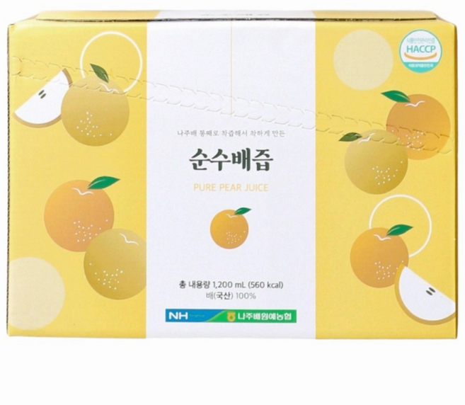 나주배즙 선물세트 100% 착즙 순수배즙, 120ml, 60개