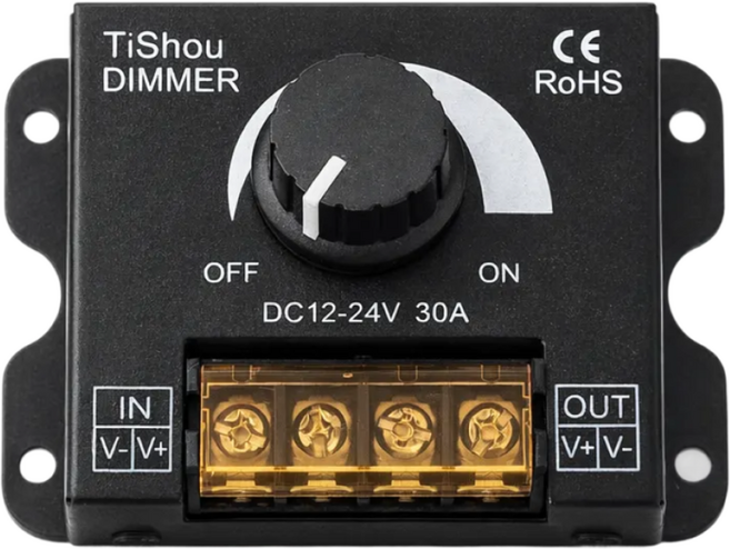 12V 24V LED 디머 스위치 30A 고출력 밝기 조절기 노브형 컨트롤러, 1개