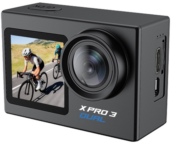 에이스원코리아 XPRO3 DUAL 액션캠 듀얼스크린 오토바이 자전거 블랙박스 바디캠 손떨림방지 4K 60FPS 방수카메라 왜곡보정 리모컨