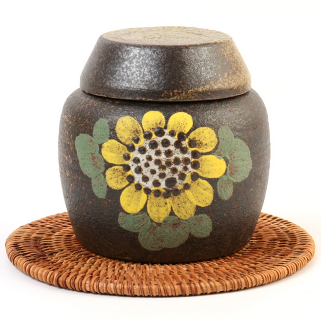 비채 현관 소금 항아리 낮은 해바라기 소품 작은 복단지, 1개