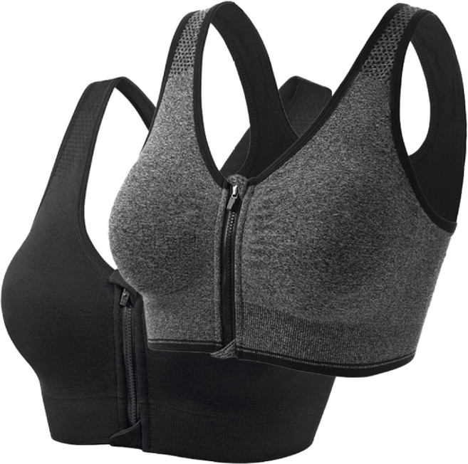 cikicoco 앞지퍼 스포터 스포츠브라 2종세트 S~5XL (1+1) 러닝브라 요가 필라테스