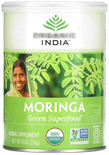 Organic India 모링가 그린 슈퍼 푸드 226g(8oz), 1개