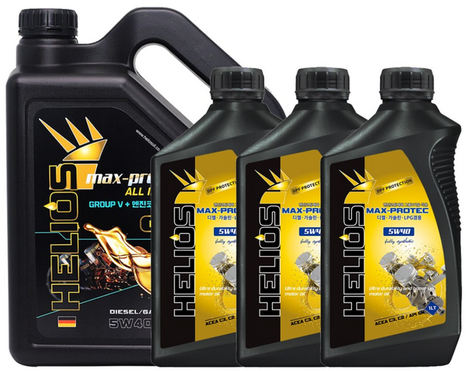 헬리우스 맥스프로텍 올인원 5w30 5w40 C3 SN 디젤 DPF 엔진오일 엔진코팅제 그룹V 함유, 6개, 1L, 가솔린/LPG
